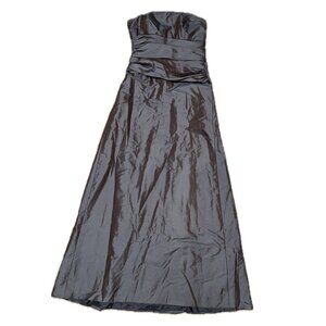 Dessy Collection Strapless Satin Evening Gown in Charcoal